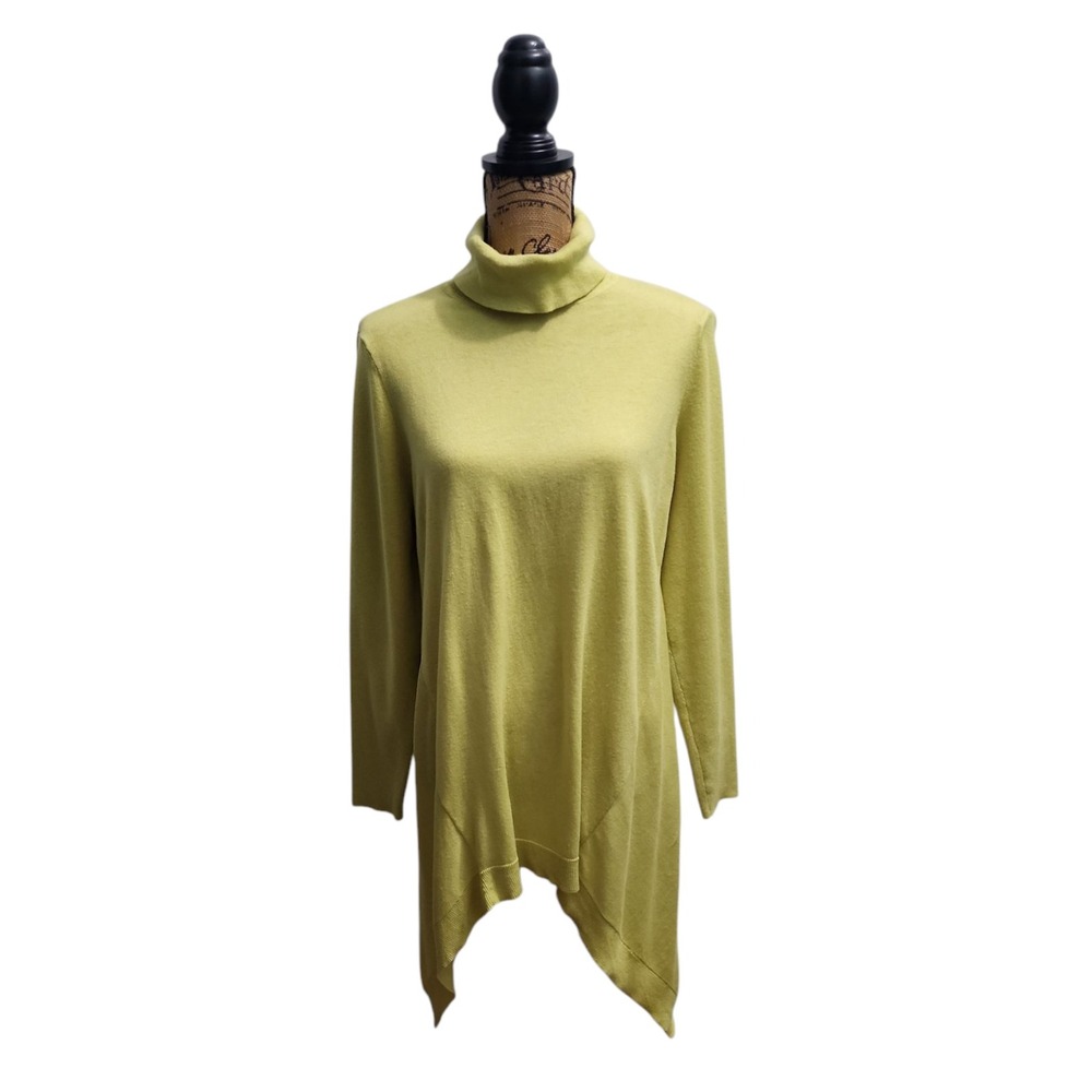 Chico's Turtleneck Tunic Top Asymmetric Hem Long Sleeve Casual Size 2